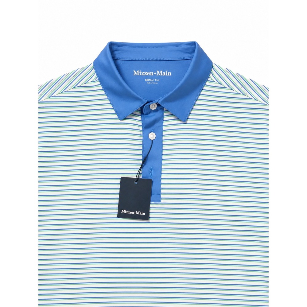 Mizzen+Main Versa Polo Men's Small Provence Multi Stripe Trim Fit NWT Flaw